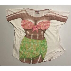 VTG Fun2Wear LA Imprints Bikini Body Cover Up Shirt Women L Novelty Beach Hawaii